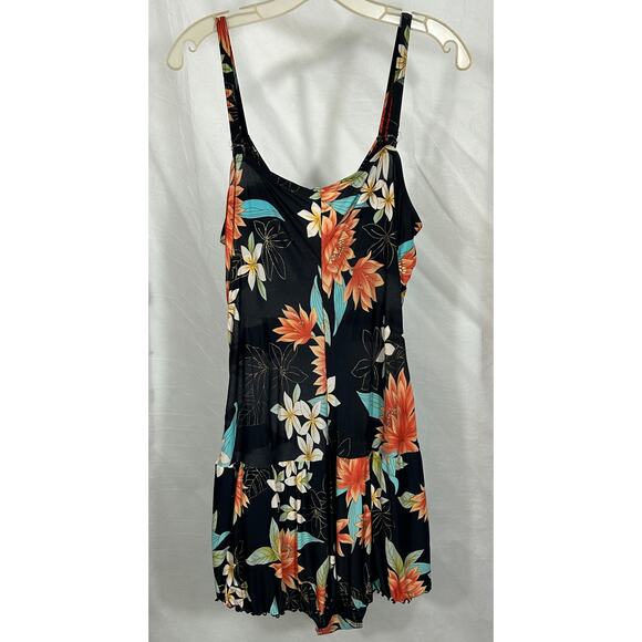 Always For Me Floral Skirted Swimsuit 20W Tropical Black One-Piece - Picture 3 of 7